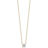 14k 1 1/2 carat Lab Grown Diamond VS+ F+ Princess Complete Four Prong 18 inch Pendant Necklace